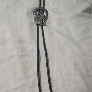 Silver Horse Head Bolo Tie with Black Braided Cord
